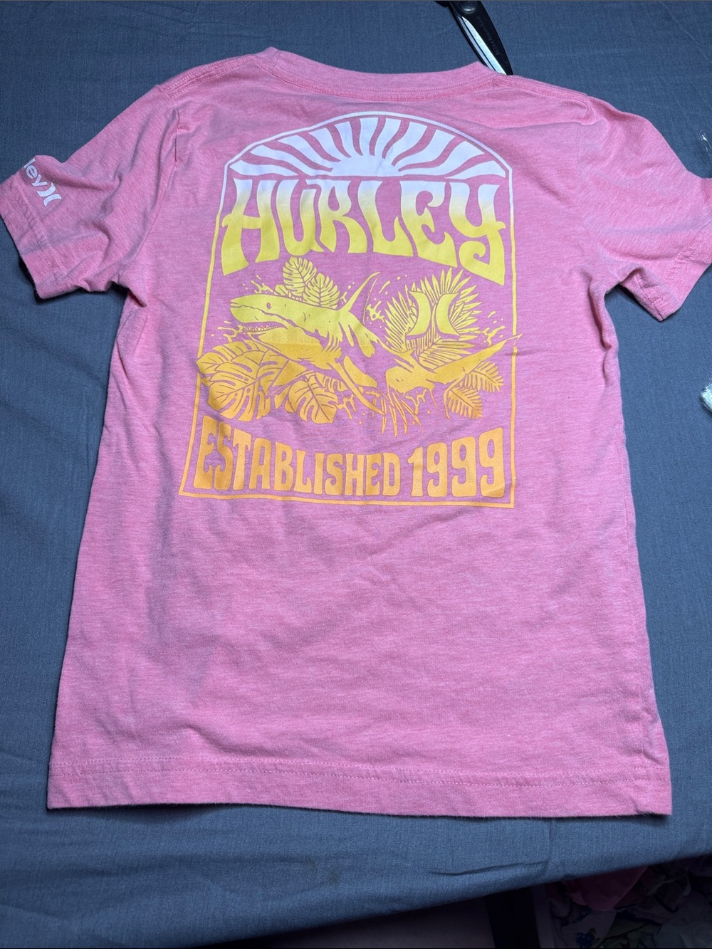 Hurley Pink Tee with Yellow Sun Chest Motif - Picture 3 of 3